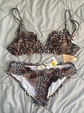 Jessica Simpson Brown and Black Animal Print Bikini